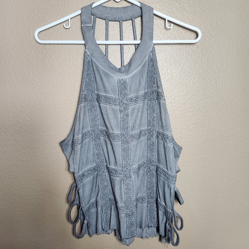 POL Women's Gray Knit Strappy Tank Top